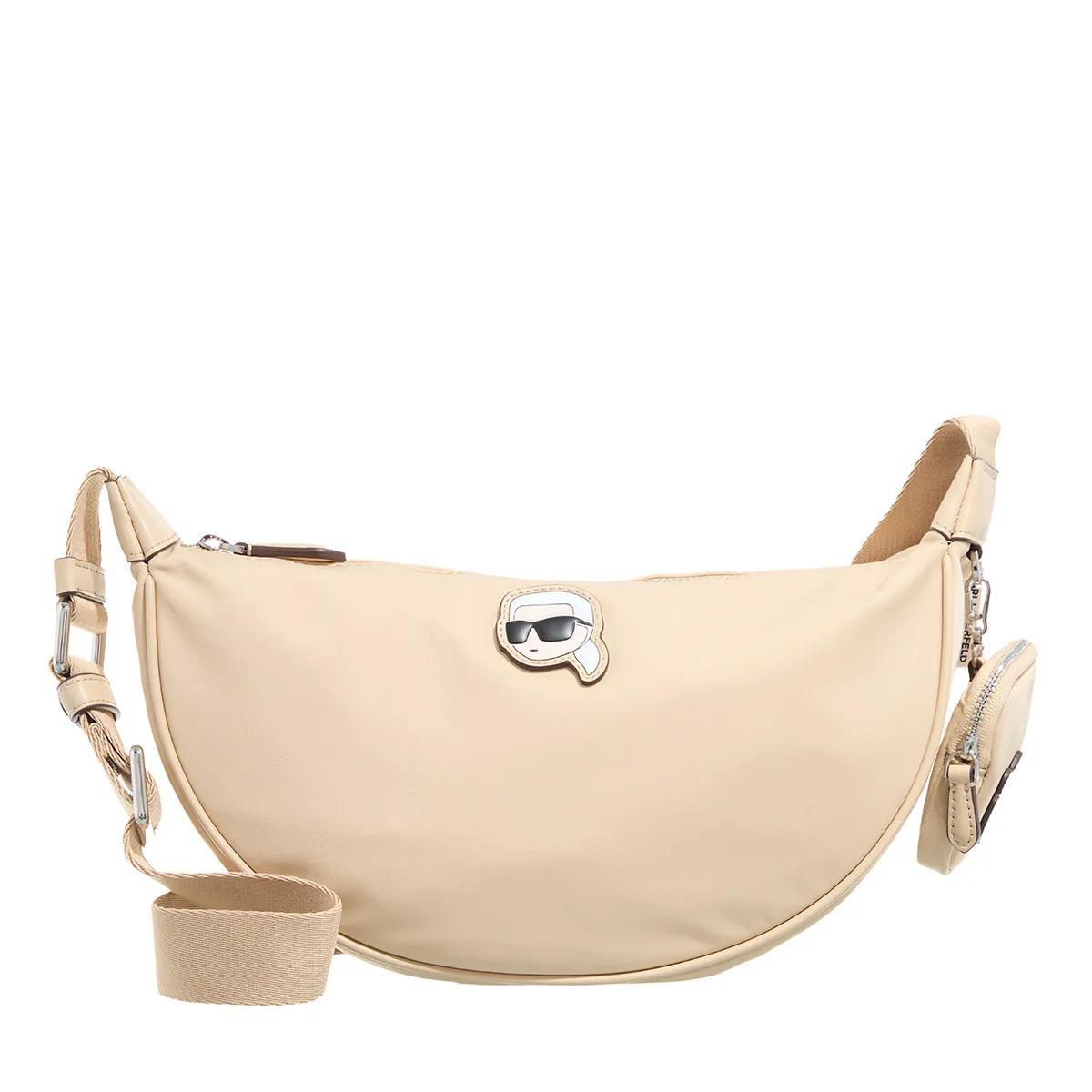 Karl Lagerfeld Schultertasche - Ikon Nylon Sm Half Moon Sb - Gr. unisize - in Beige - für Damen von Karl Lagerfeld