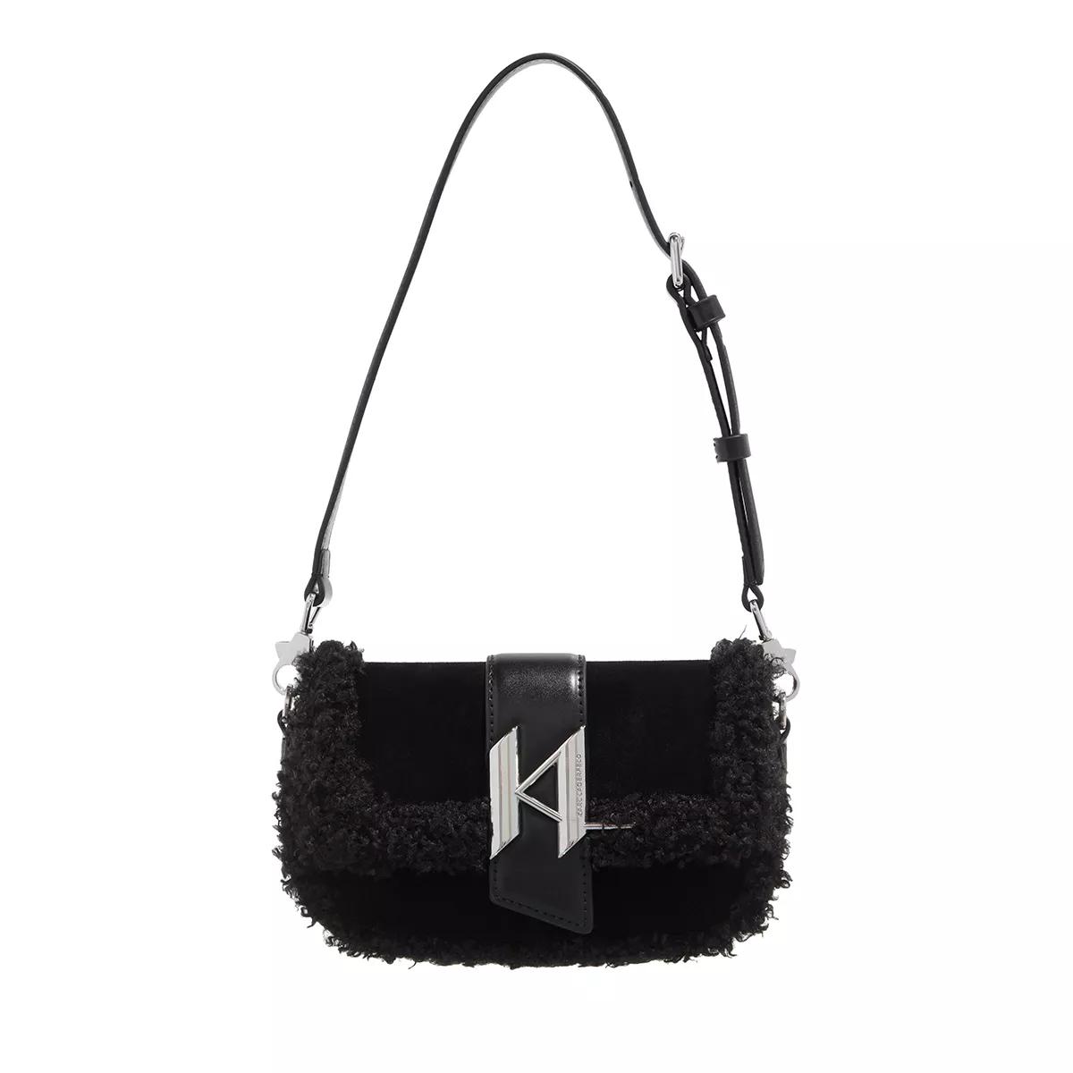 Karl Lagerfeld Schultertasche - K/Saddle Sp Sm Shb Suede Shear - Gr. unisize - in Schwarz - für Damen von Karl Lagerfeld