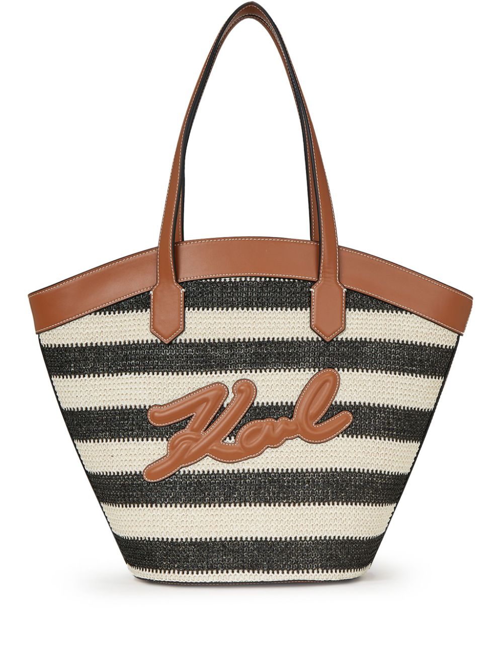 Karl Lagerfeld Signature Tulip raffia tote bag - Neutrals von Karl Lagerfeld