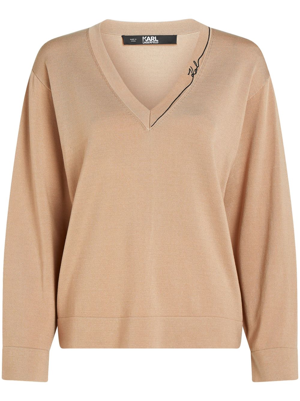 Karl Lagerfeld Signature V-neck jumper - Neutrals von Karl Lagerfeld