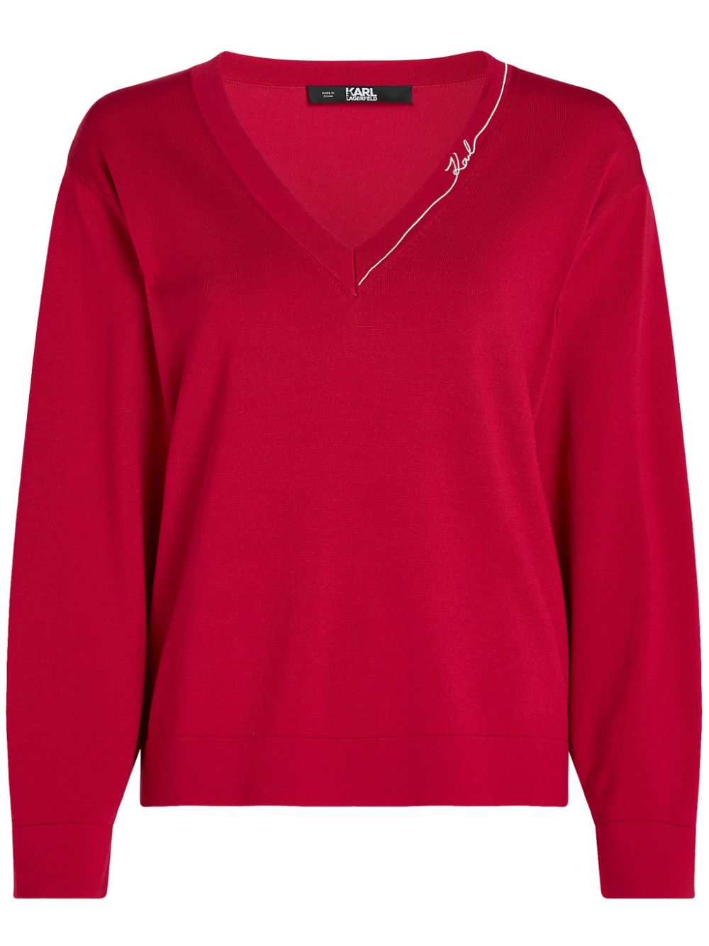 Karl Lagerfeld Signature V-neck jumper - Red von Karl Lagerfeld