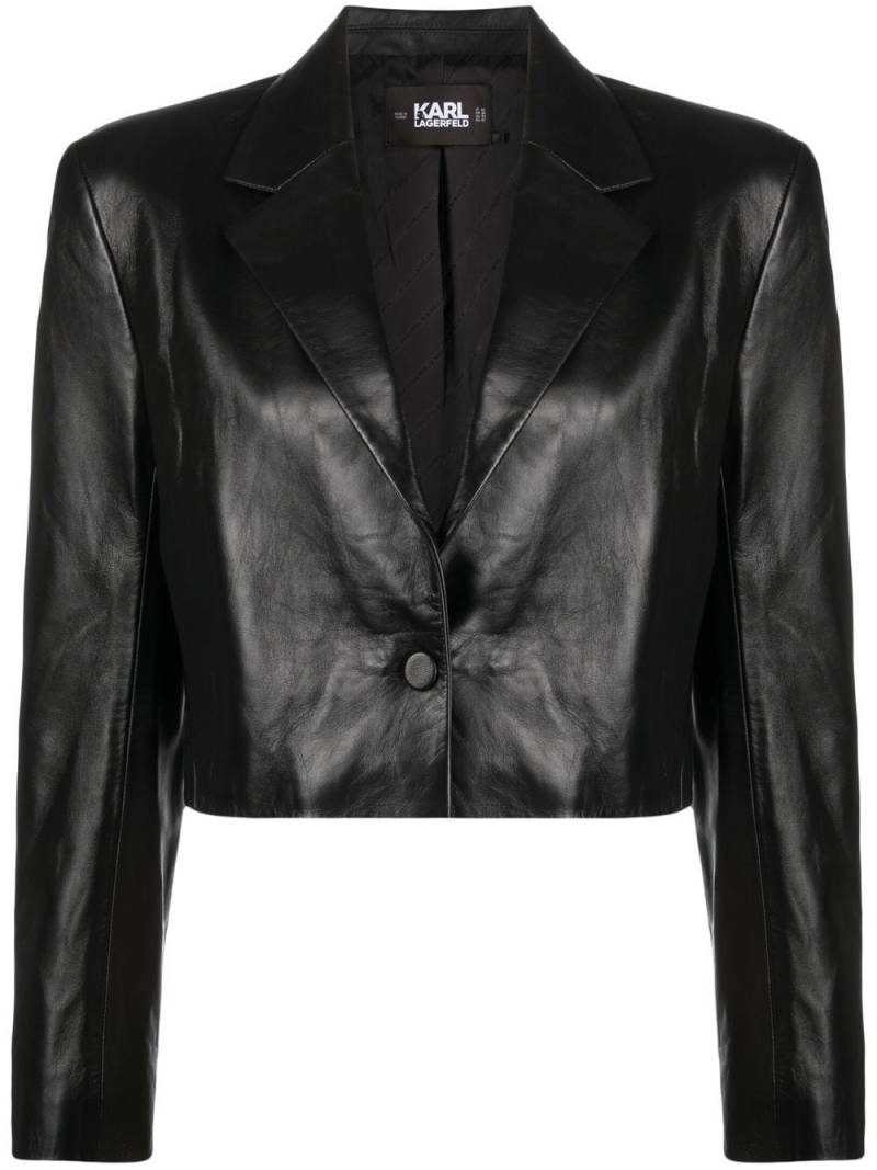 Karl Lagerfeld Signature cropped leather jacket - Black von Karl Lagerfeld