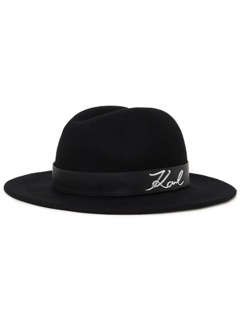 Karl Lagerfeld Signature fedora hat - Black von Karl Lagerfeld