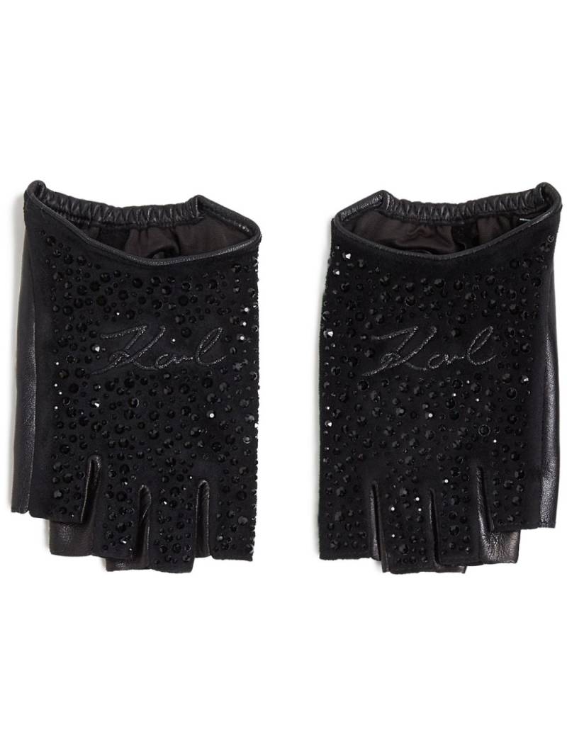 Karl Lagerfeld Signature gloves - Black von Karl Lagerfeld