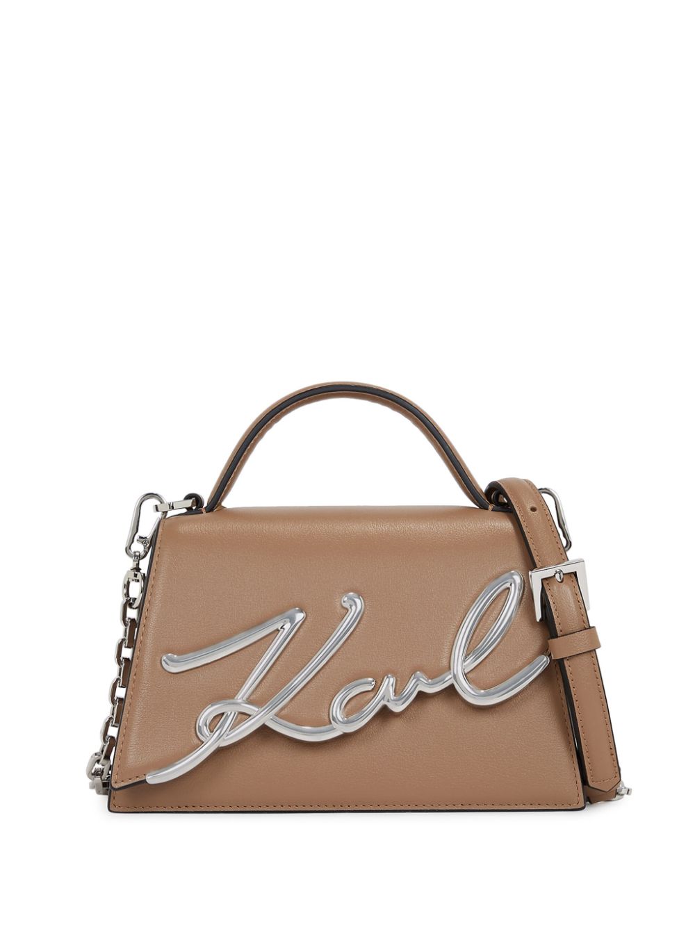 Karl Lagerfeld Signature leather crossbody bag - Neutrals von Karl Lagerfeld