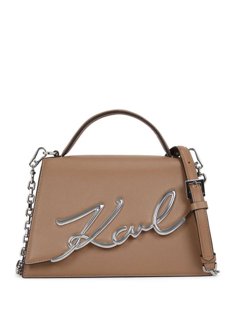 Karl Lagerfeld Signature leather crossbody bag - Neutrals von Karl Lagerfeld