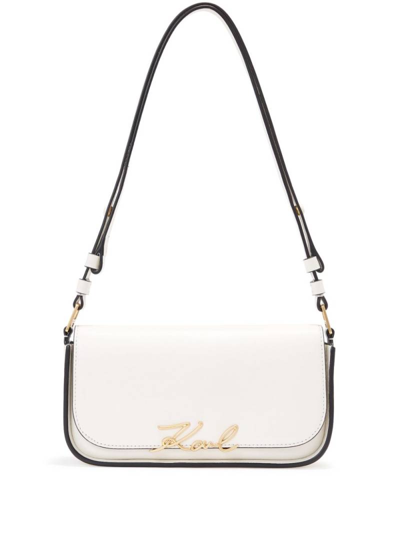 Karl Lagerfeld Signature leather cross body bag - White von Karl Lagerfeld