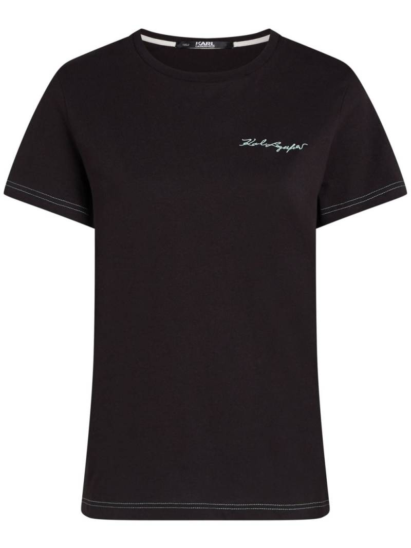 Karl Lagerfeld Signature logo-embroidered T-shirt - Black von Karl Lagerfeld