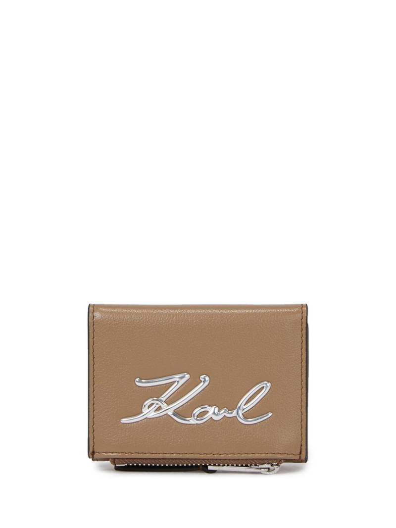 Karl Lagerfeld Signature tri-fold leather wallet - Neutrals von Karl Lagerfeld