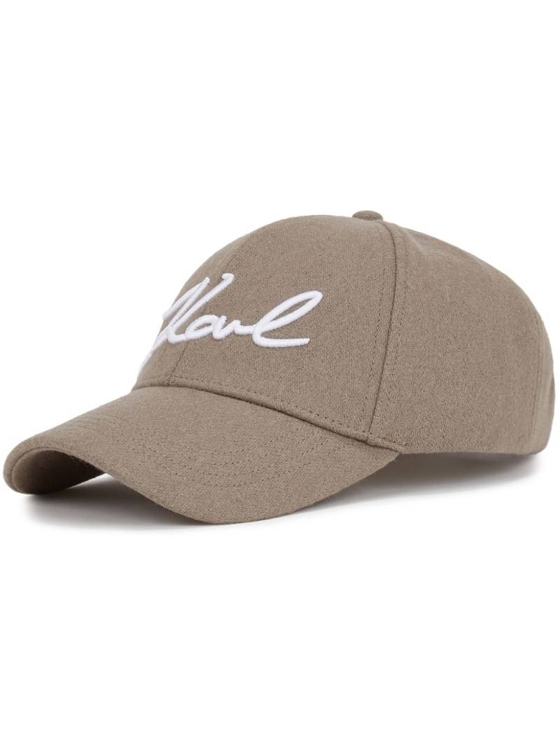 Karl Lagerfeld Signature wool cap - Neutrals von Karl Lagerfeld