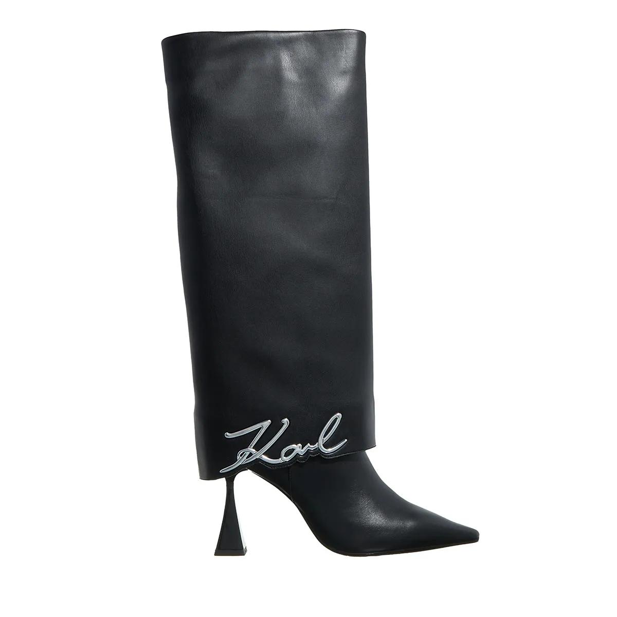 Karl Lagerfeld Stiefel & Boots - Debut Ii Fold Down Hi Leg Boot - Gr. 38 (EU) - in Schwarz - für Damen von Karl Lagerfeld