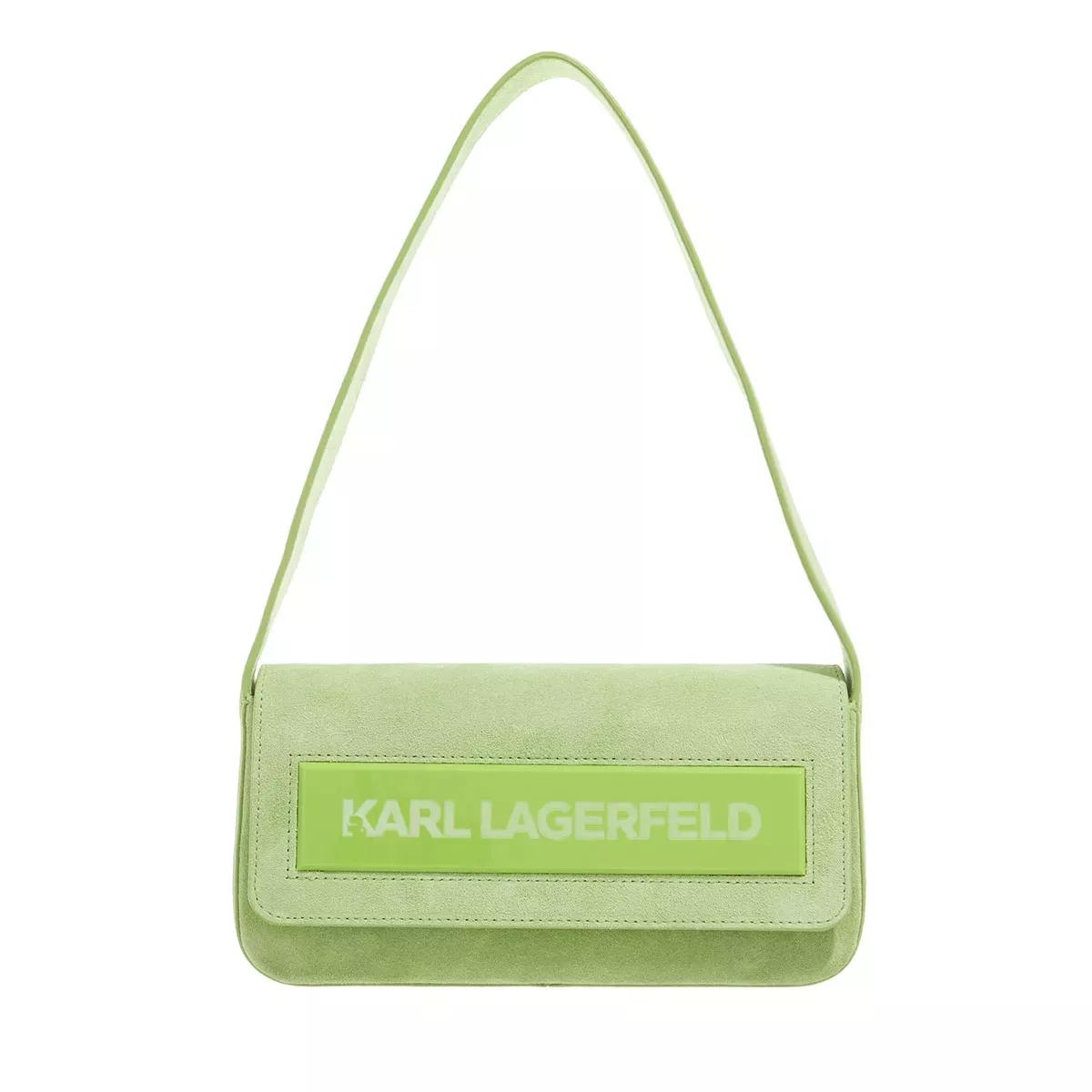 Karl Lagerfeld Umhängetasche - Essential K Md Flap Shb Sued - Gr. unisize - in Grün - für Damen von Karl Lagerfeld