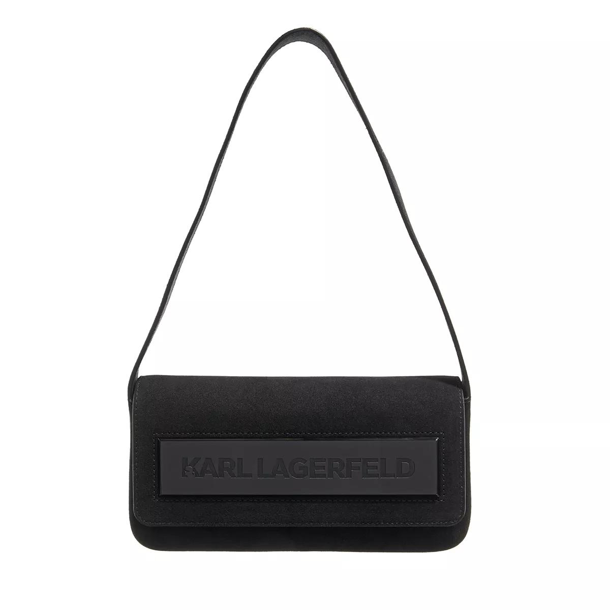 Karl Lagerfeld Umhängetasche - K/Essential K Md Flap Shb Sued - Gr. unisize - in Schwarz - für Damen von Karl Lagerfeld