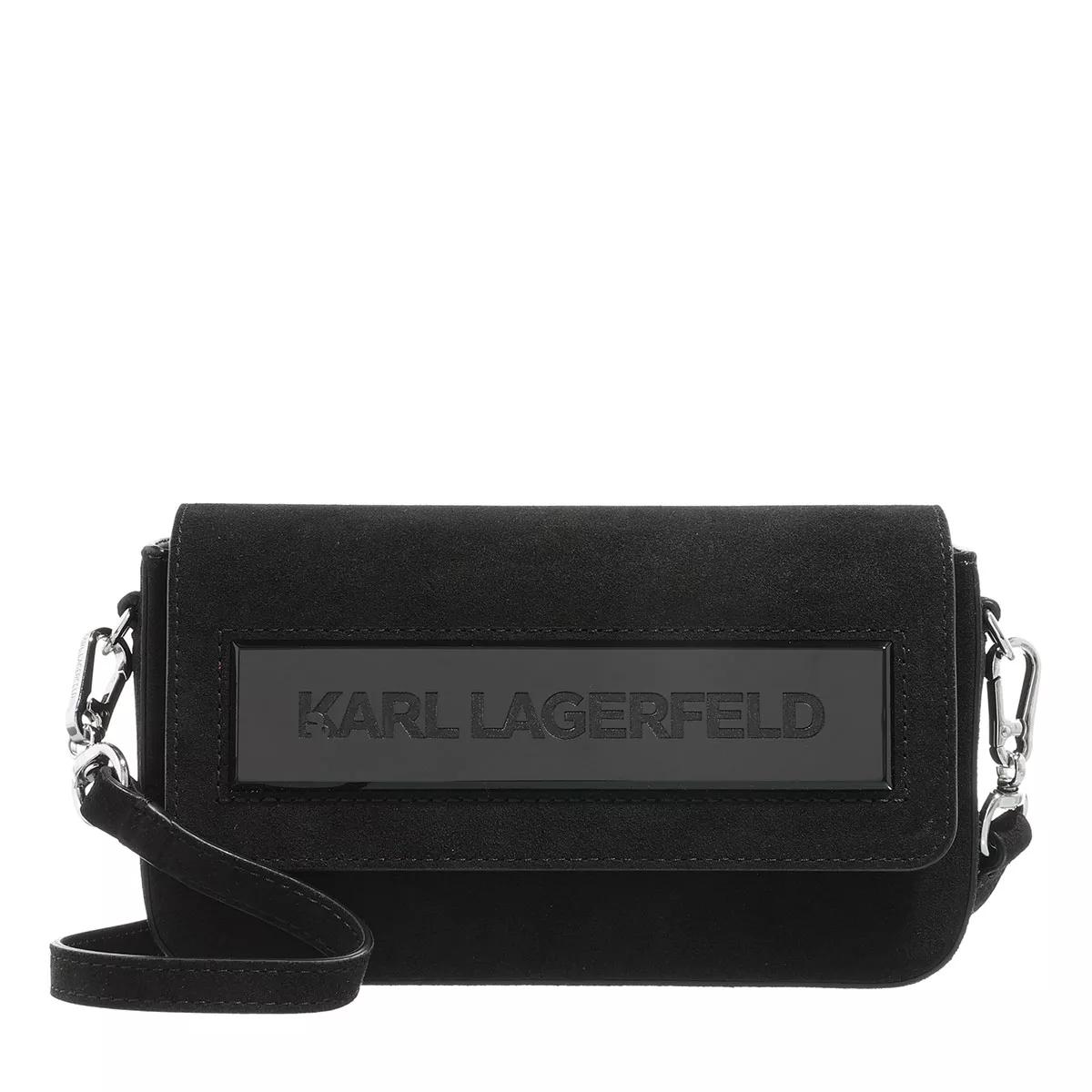 Karl Lagerfeld Umhängetasche - K/Essential K Sm Flap Shb Sued - Gr. unisize - in Schwarz - für Damen von Karl Lagerfeld