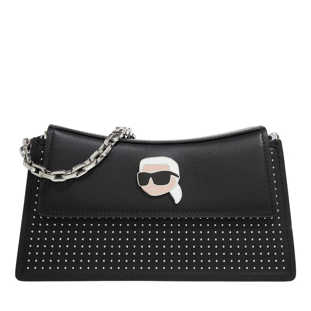 Karl Lagerfeld Schultertasche - K/Ikonik 2.0 Leather Shb Studs - Gr. unisize - in Schwarz - für Damen von Karl Lagerfeld