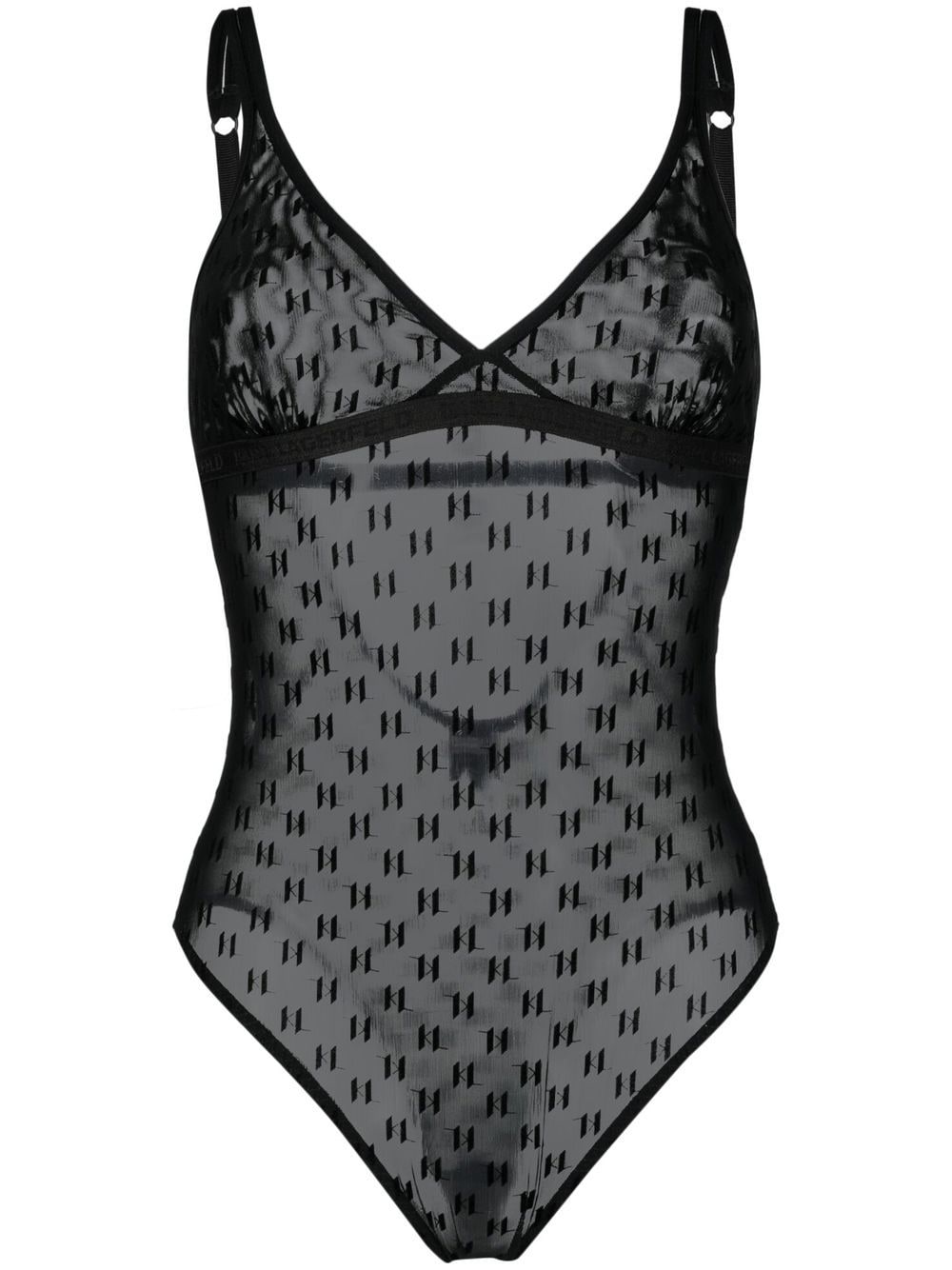 Karl Lagerfeld all-over logo-pattern bodysuit - Black von Karl Lagerfeld