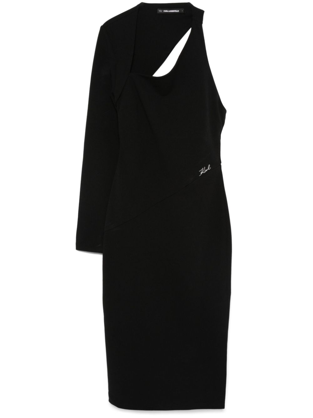 Karl Lagerfeld asymmetric jersey midi dress - Black von Karl Lagerfeld