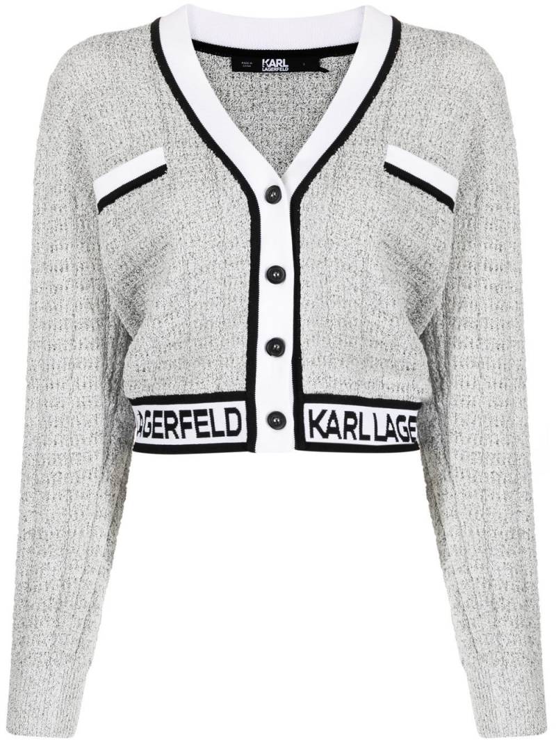 Karl Lagerfeld bouclé cropped cardigan - White von Karl Lagerfeld