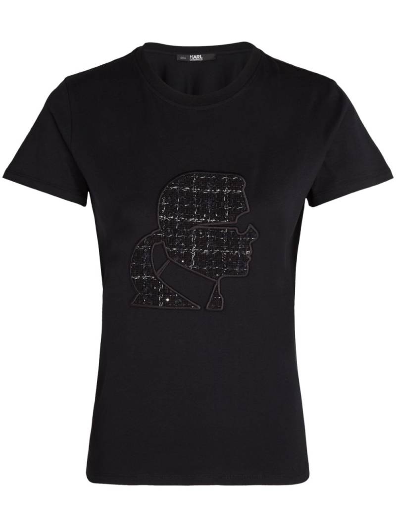 Karl Lagerfeld bouclé-detail crew-neck T-shirt - Black von Karl Lagerfeld