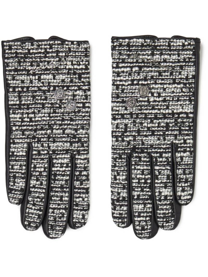 Karl Lagerfeld bouclé leather gloves - Black von Karl Lagerfeld