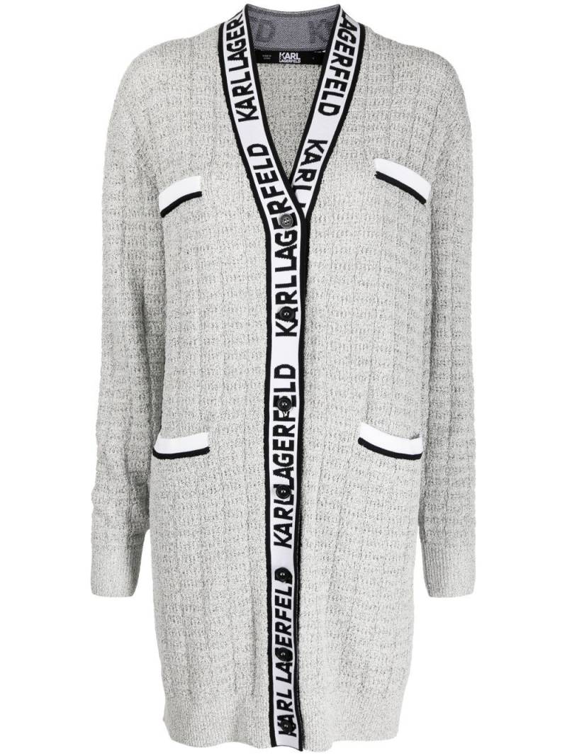 Karl Lagerfeld bouclé longline cardigan - White von Karl Lagerfeld