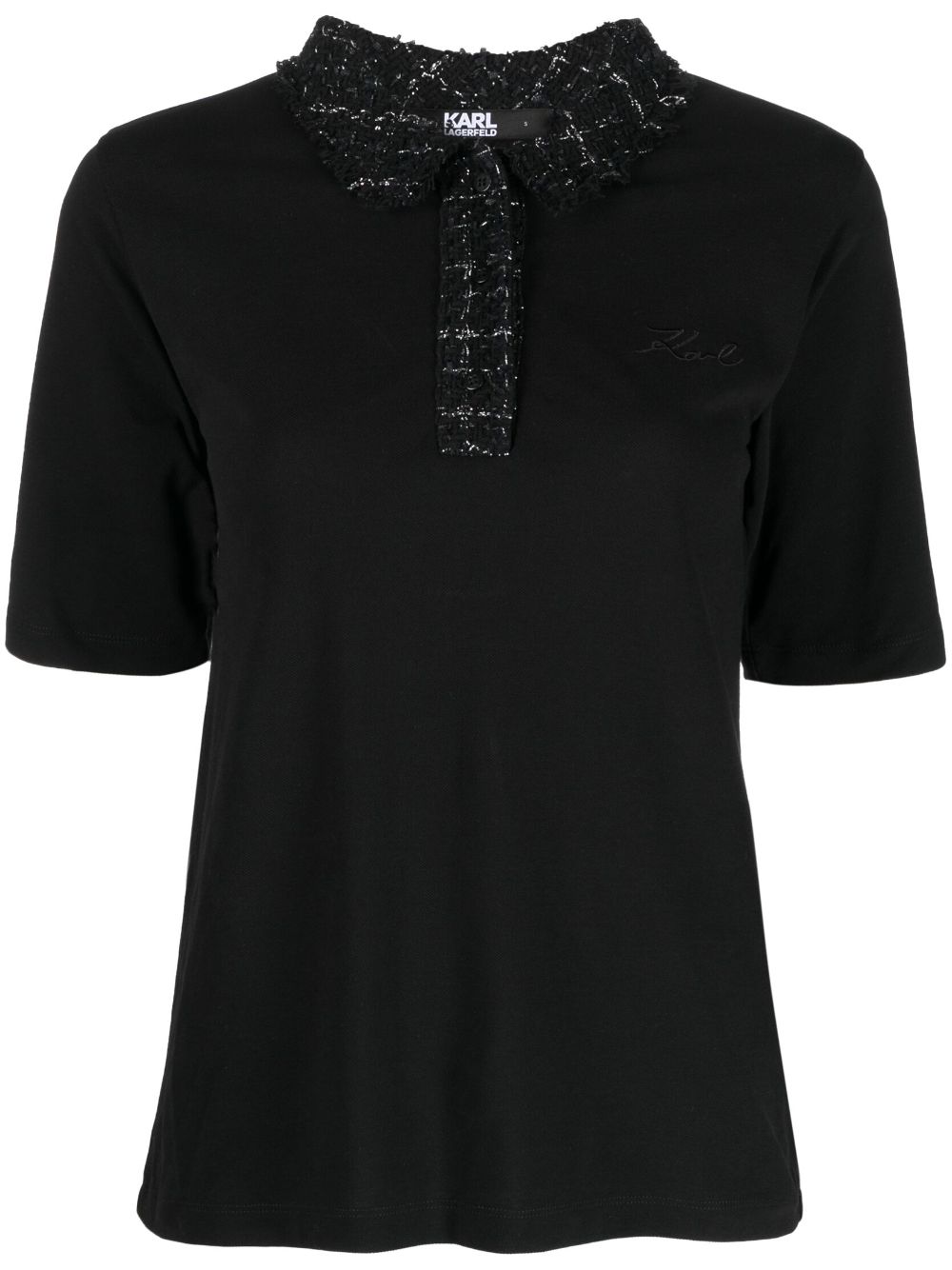 Karl Lagerfeld bouclé organic-cotton polo shirt - Black von Karl Lagerfeld