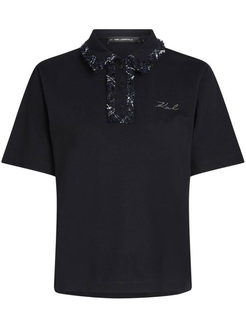 Karl Lagerfeld bouclé polo shirt - Black von Karl Lagerfeld