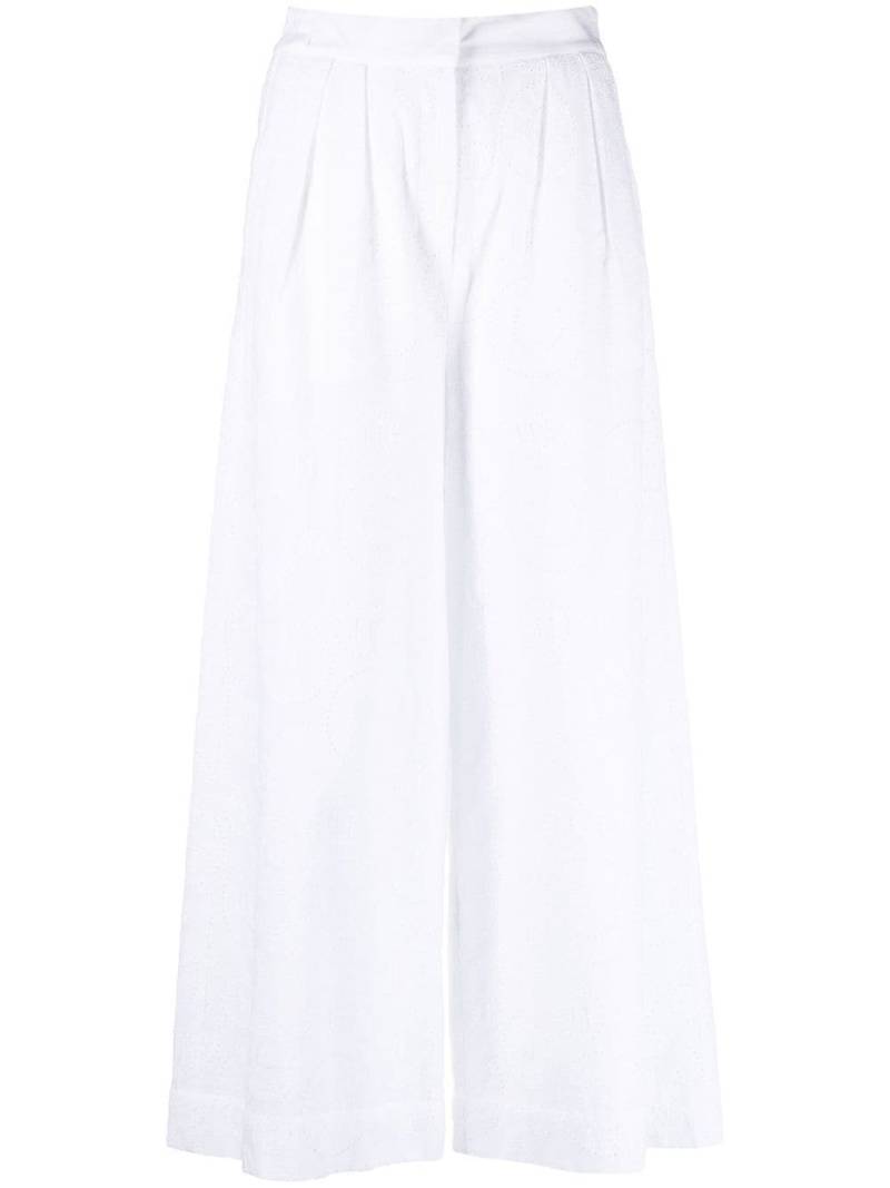 Karl Lagerfeld broderie anglaise cropped culottes - White von Karl Lagerfeld