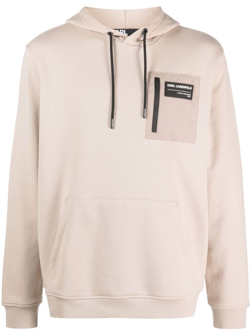 Karl Lagerfeld chest logo-patch hoodie - Neutrals von Karl Lagerfeld