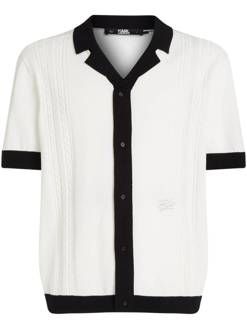 Karl Lagerfeld contrast-trim knitted shirt - Neutrals von Karl Lagerfeld