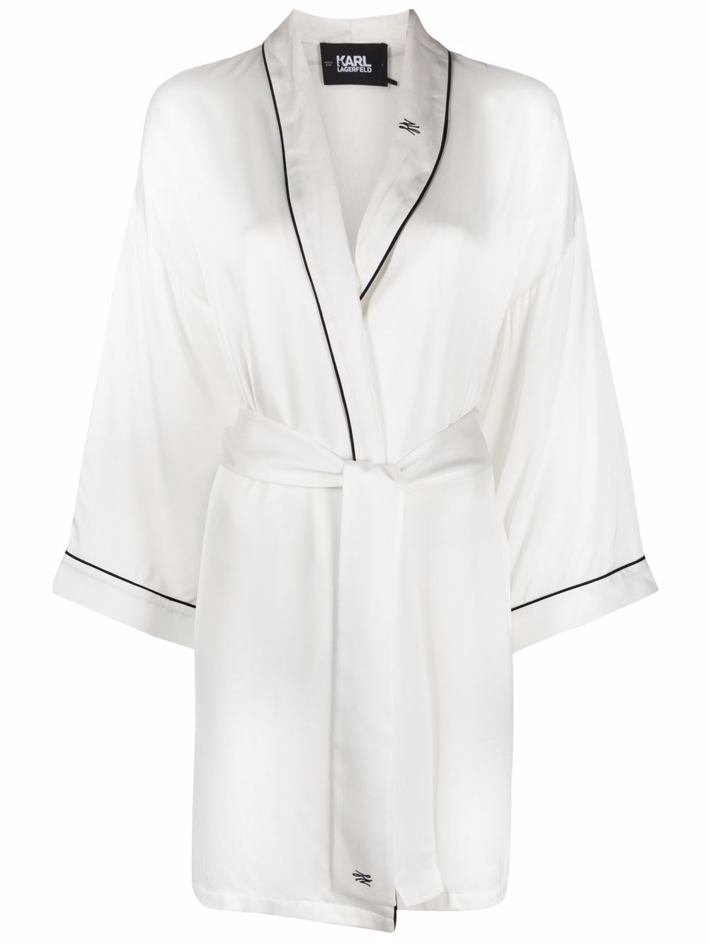 Karl Lagerfeld contrast-trim satin robe - White von Karl Lagerfeld