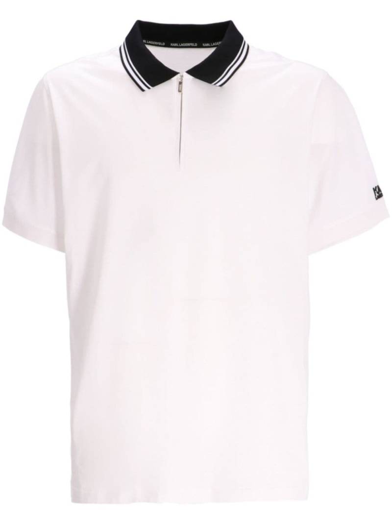 Karl Lagerfeld contrasting-collar cotton polo shirt - White von Karl Lagerfeld