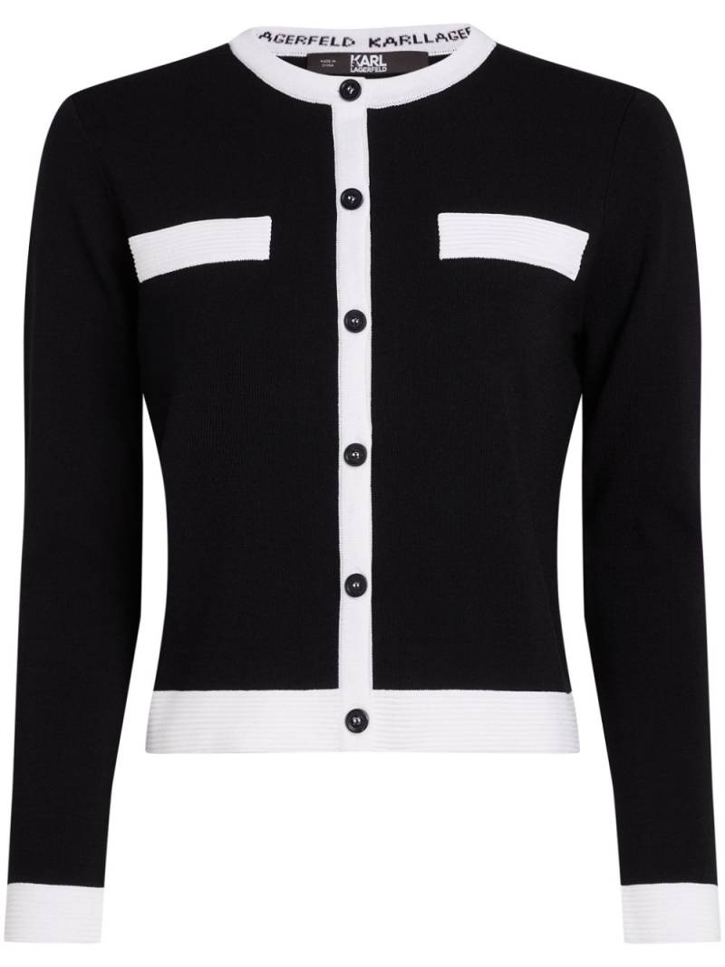 Karl Lagerfeld contrasting-trim cardigan - Black von Karl Lagerfeld