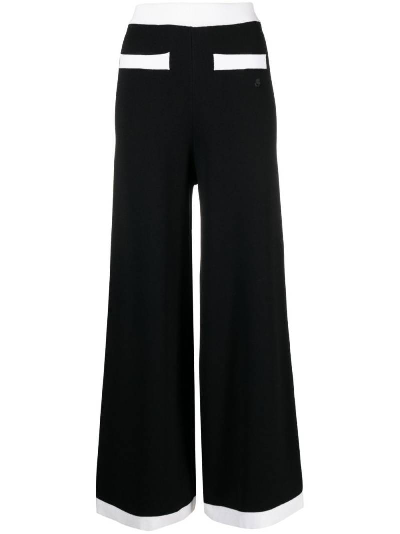 Karl Lagerfeld contrasting-trim wide-leg knit pants - Black von Karl Lagerfeld