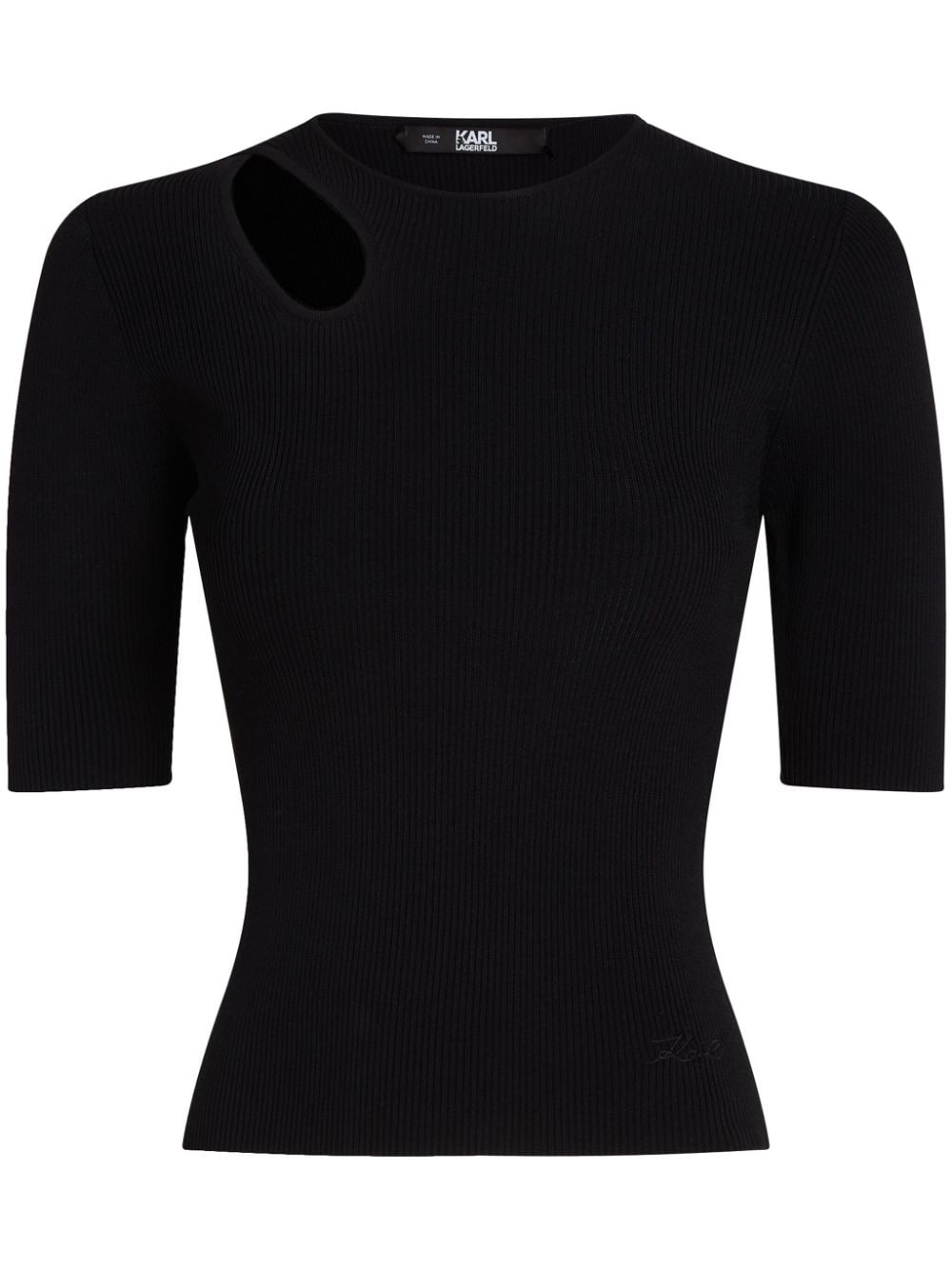 Karl Lagerfeld cut-out ribbed-knit top - Black von Karl Lagerfeld