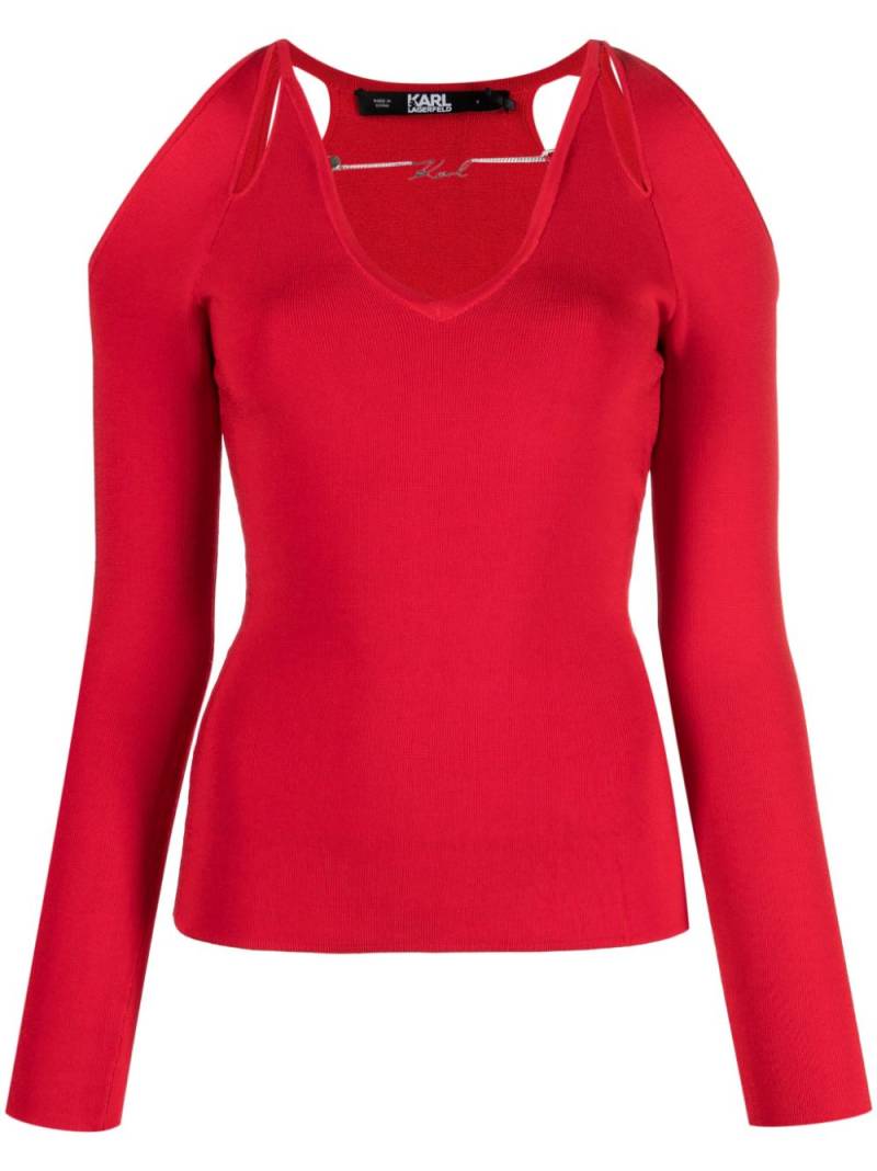 Karl Lagerfeld cut-out logo-charm jumper - Red von Karl Lagerfeld