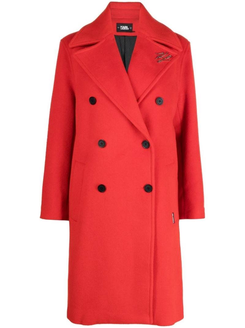 Karl Lagerfeld double-breasted mid-length coat - Red von Karl Lagerfeld