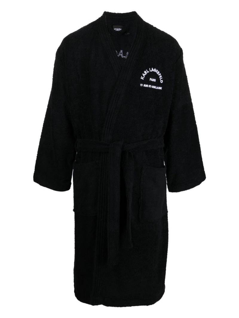 Karl Lagerfeld embroidered address logo bathrobe - Black von Karl Lagerfeld