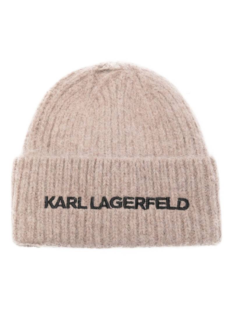 Karl Lagerfeld embroidered-logo beanie hat - Grey von Karl Lagerfeld