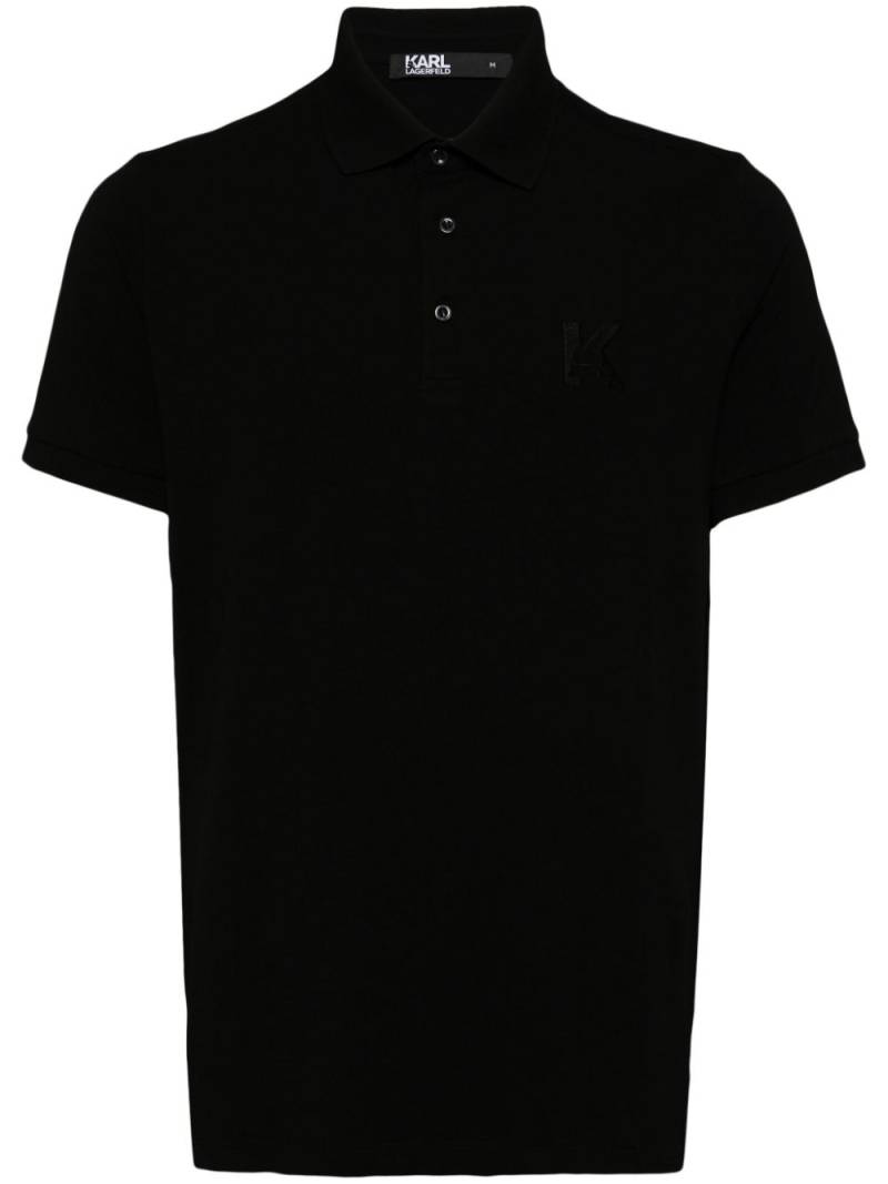 Karl Lagerfeld embroidered logo polo shirt - Black von Karl Lagerfeld