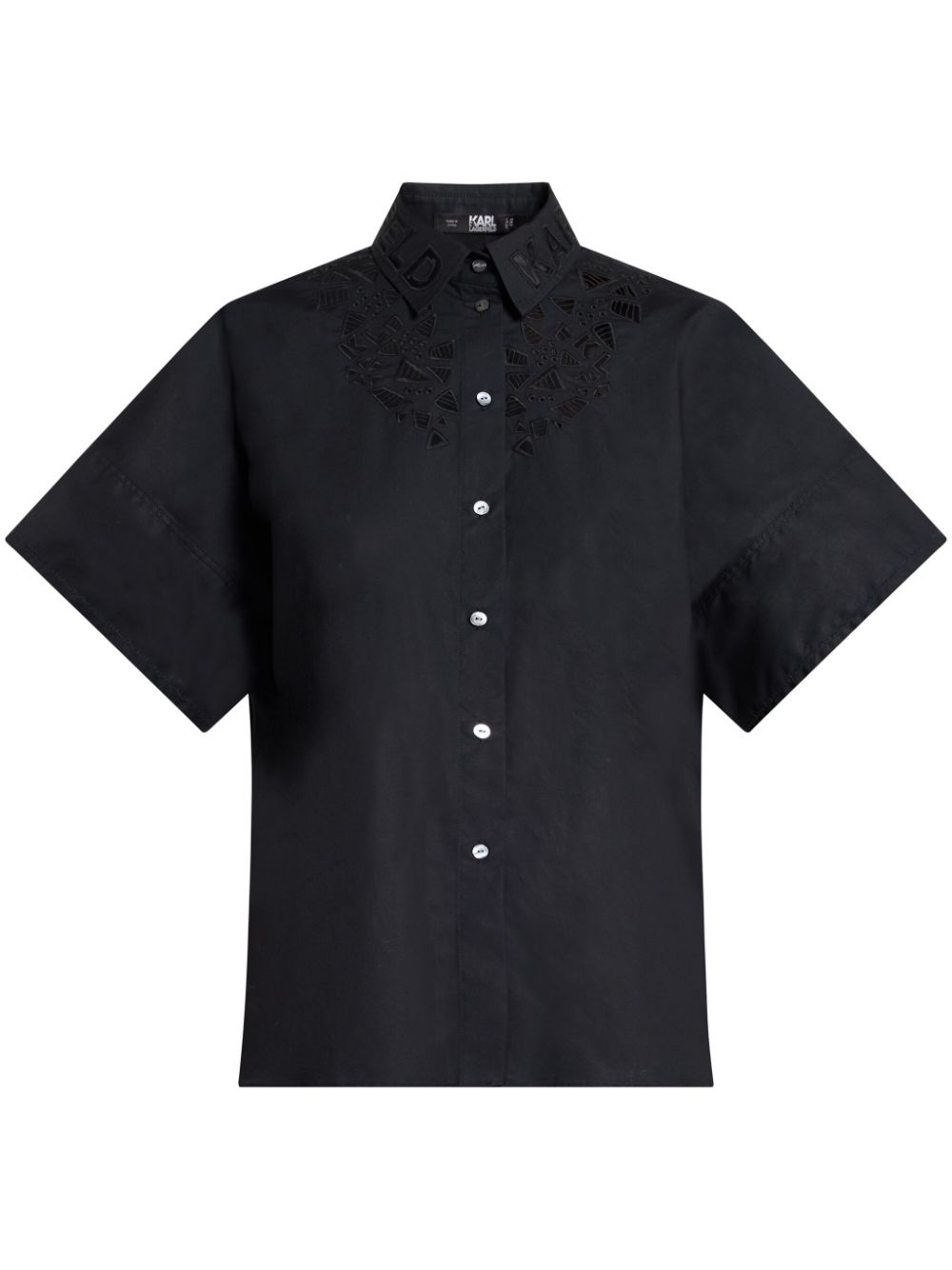 Karl Lagerfeld embroidered short-sleeve organic cotton shirt - Blue von Karl Lagerfeld