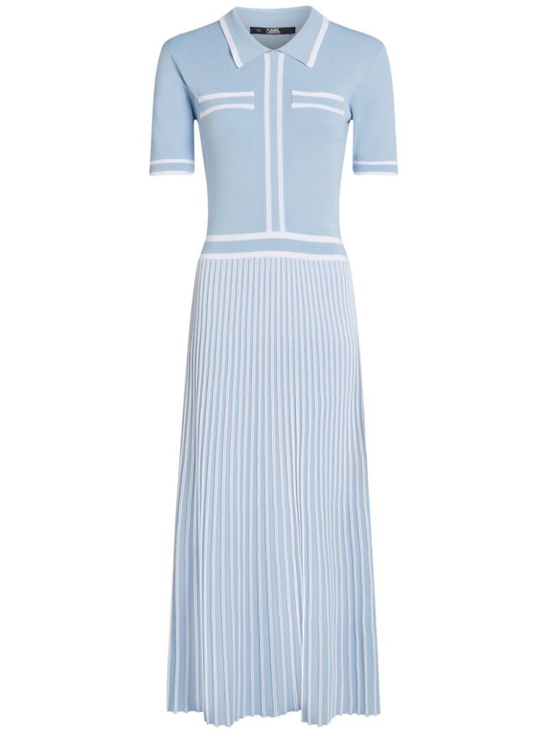 Karl Lagerfeld essential pleated knitted dress - Blue von Karl Lagerfeld