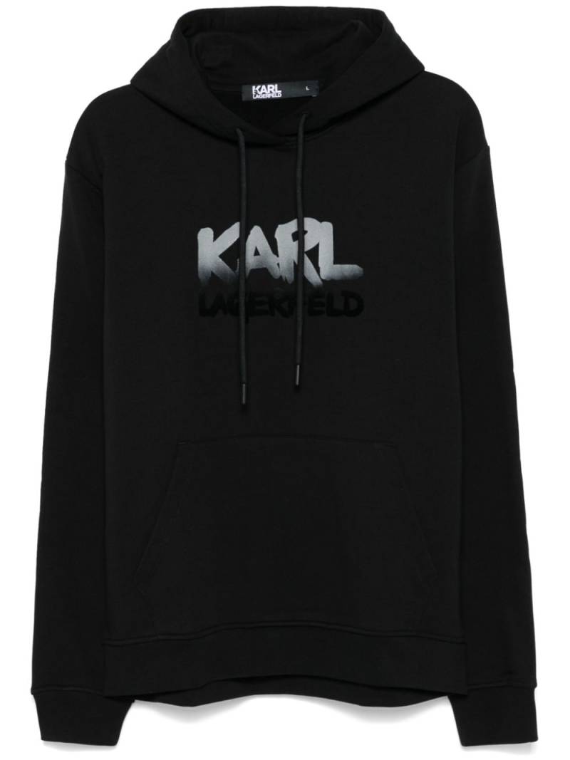 Karl Lagerfeld flocked logo hoodie - Black von Karl Lagerfeld