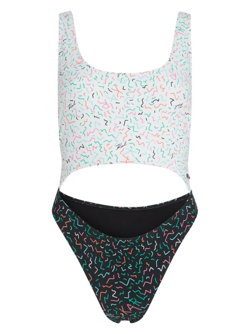 Karl Lagerfeld geometric-print cut-out swimsuit - Black von Karl Lagerfeld