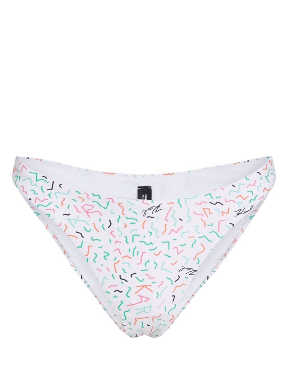 Karl Lagerfeld geometric-print high-leg bikini bottoms - White von Karl Lagerfeld