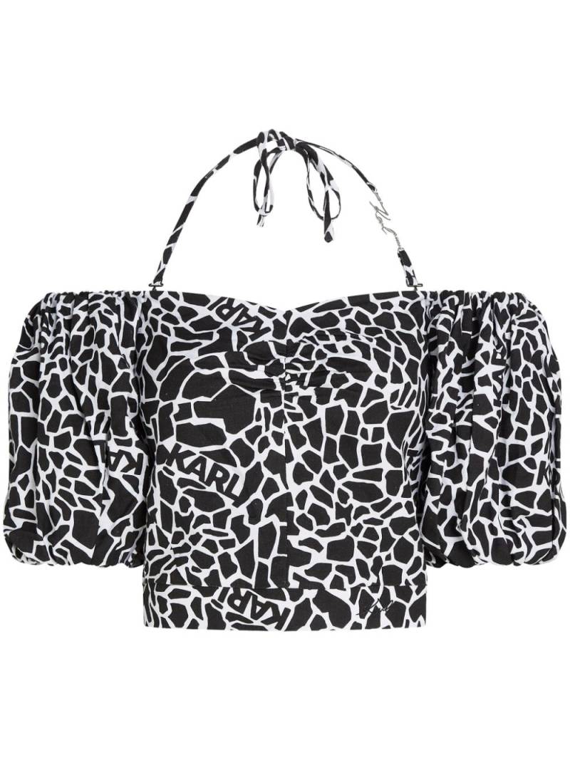 Karl Lagerfeld giraffe-print off-shoulder blouse - Black von Karl Lagerfeld