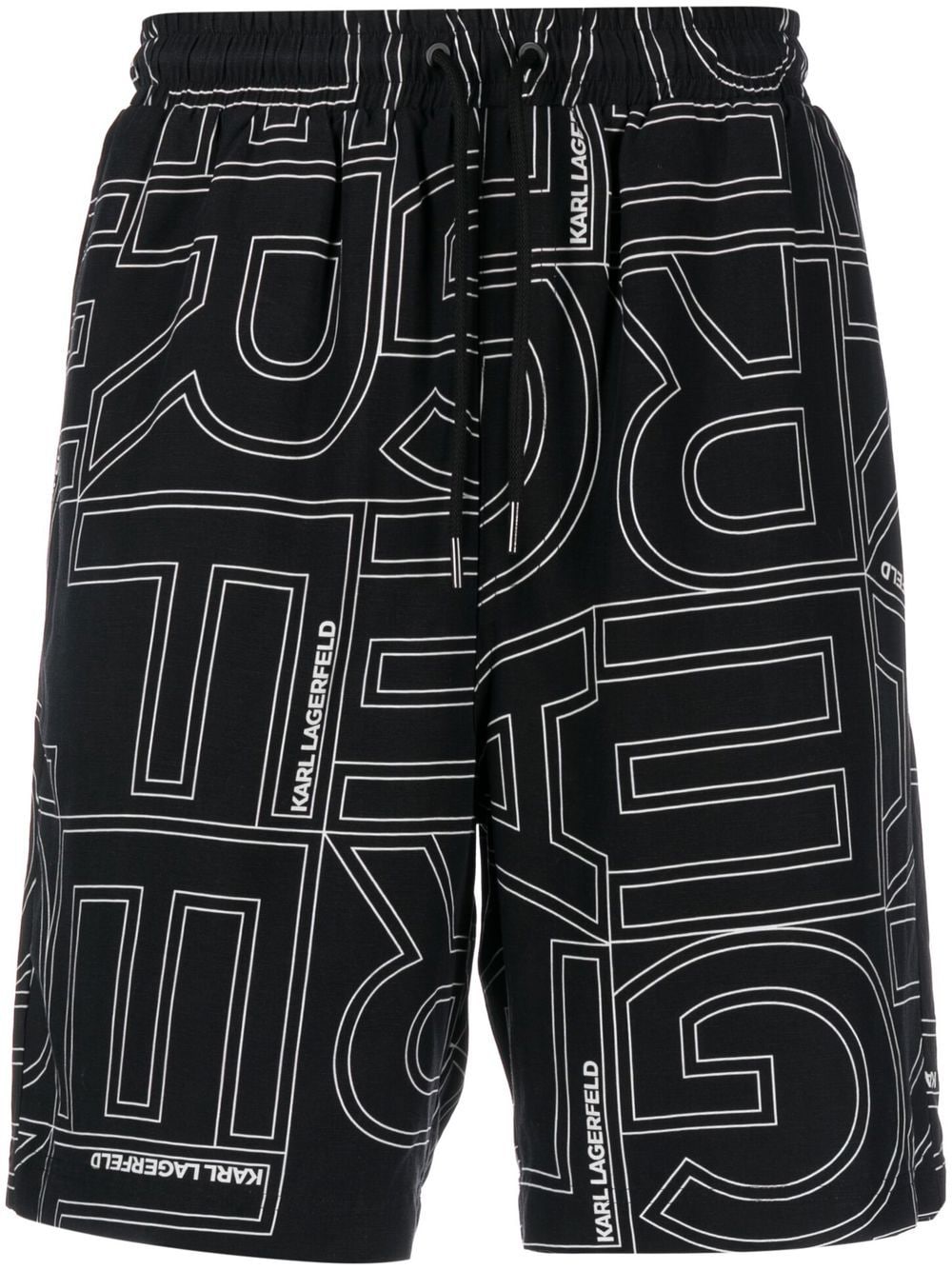 Karl Lagerfeld graphic-print drawstring Bermuda shorts - Black von Karl Lagerfeld