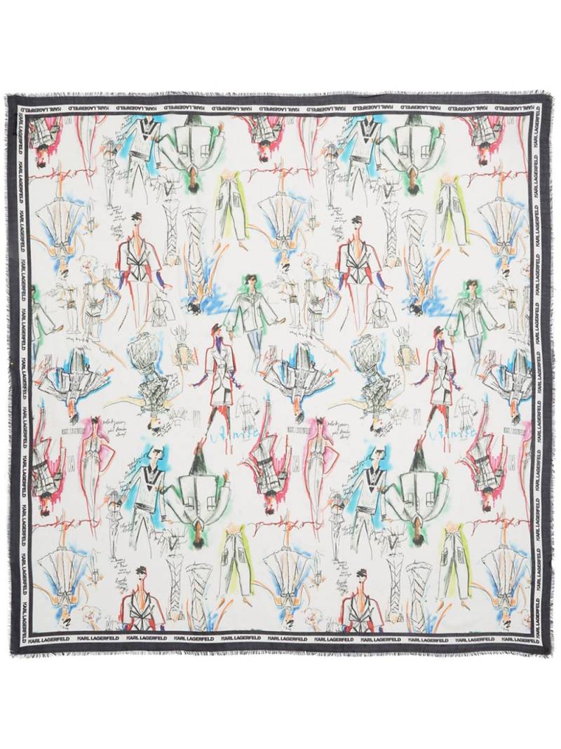 Karl Lagerfeld graphic-print scarf - White von Karl Lagerfeld