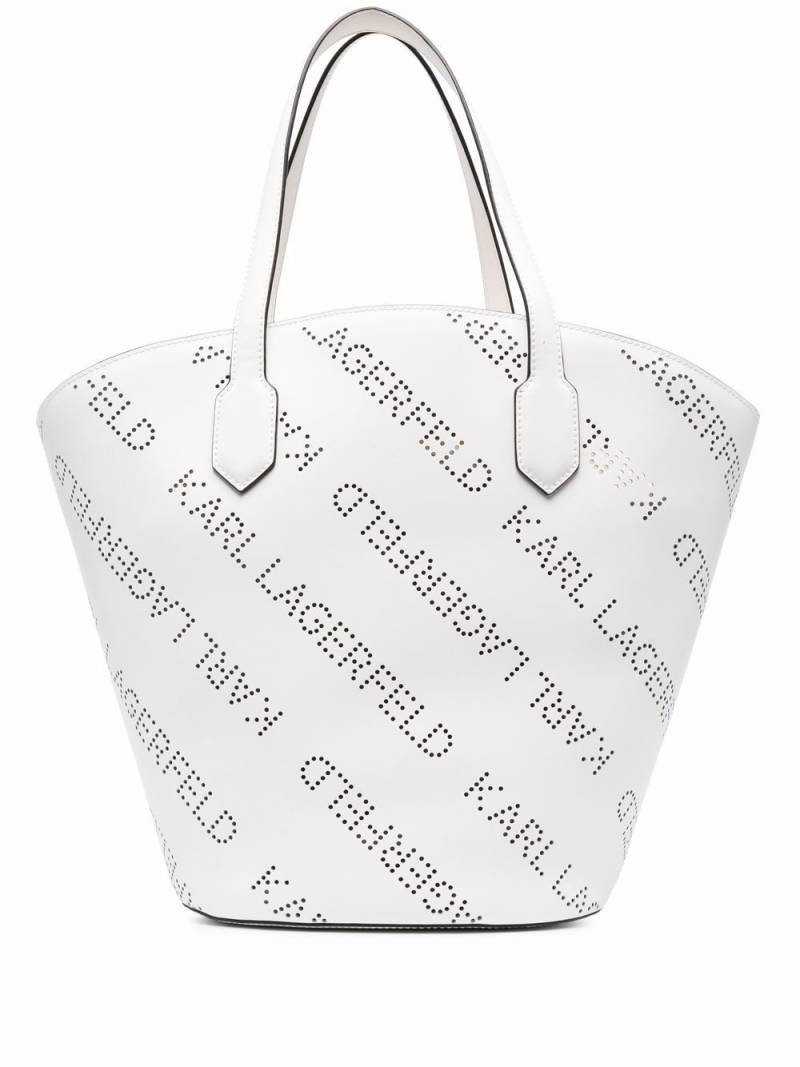 Karl Lagerfeld k/Punched logo tote - White von Karl Lagerfeld