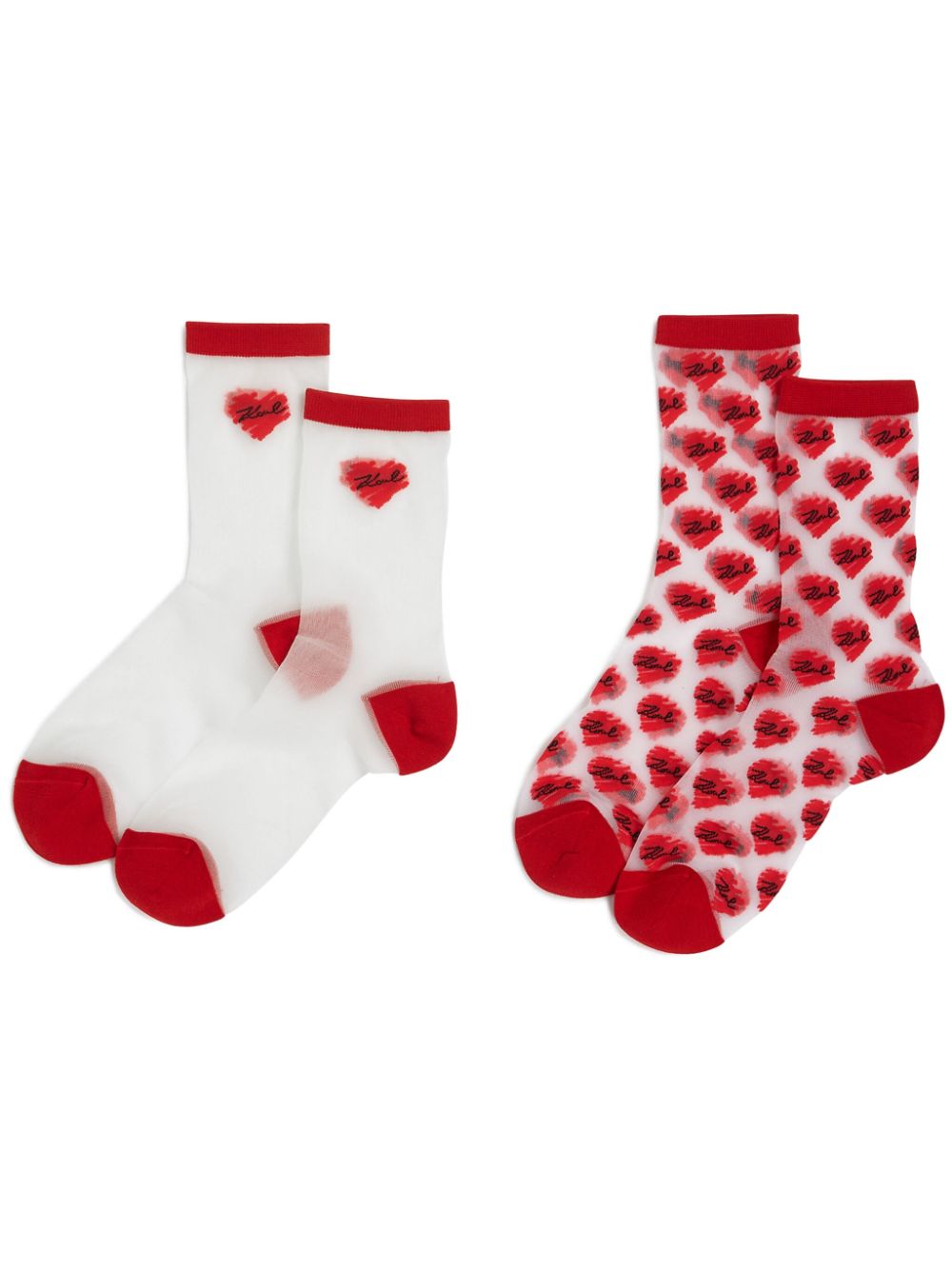 Karl Lagerfeld k/heart mesh socks (pack of two) - Red von Karl Lagerfeld